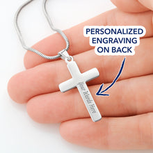 Load image into Gallery viewer, Personalized Engraved Cross Necklace - Pink & Yellow Roses - 247Wish4You