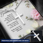 Personalized Engraved Cross Necklace - White & Pink Roses - 247Wish4You
