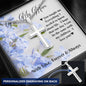 Personalized Engraved Cross Necklace - Blue Flowers - 247Wish4You