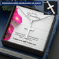 Personalized Engraved Cross Necklace - Pink Carnations - 247Wish4You