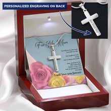 Load image into Gallery viewer, Personalized Engraved Cross Necklace - Pink & Yellow Roses - 247Wish4You
