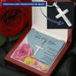 Personalized Engraved Cross Necklace - Pink & Yellow Roses - 247Wish4You