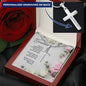 Personalized Engraved Cross Necklace - White & Pink Roses - 247Wish4You