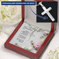 Personalized Engraved Cross Necklace - White & Pink Roses - 247Wish4You