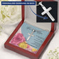 Personalized Engraved Cross Necklace - Pink & Yellow Roses - 247Wish4You