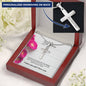 Personalized Engraved Cross Necklace - Pink Carnations - 247Wish4You