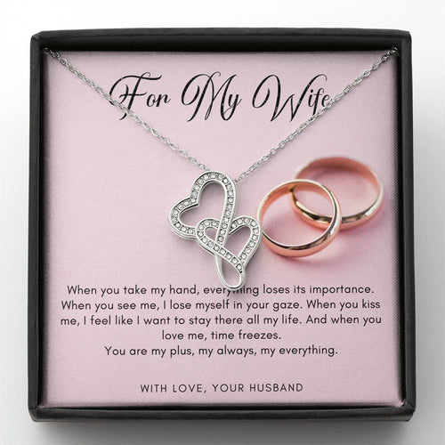 Double Heart Necklace - Pink Wedding Rings - 247Wish4You