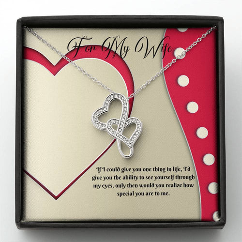 Double Heart Necklace - Red Ribbon - 247Wish4You