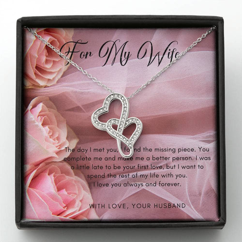 Double Heart Necklace - Pink Rose - 247Wish4You