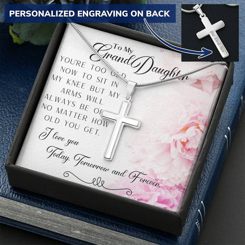 Personalized Engraved Cross Necklace  - Today, Tomorrow & Forever Love - 247Wish4You