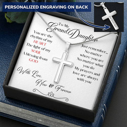 Personalized Engraved Cross Necklace - Now & Forever Love - 247Wish4You